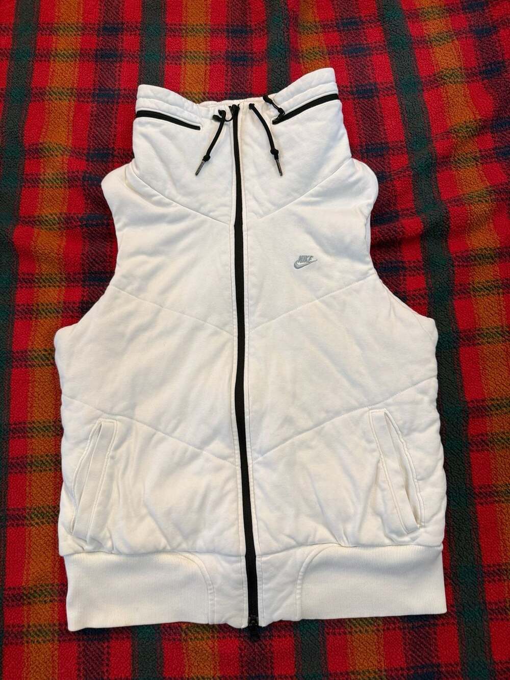 Nike Sportswear Quilted Hooded Vest White Full-Zip Women's XL